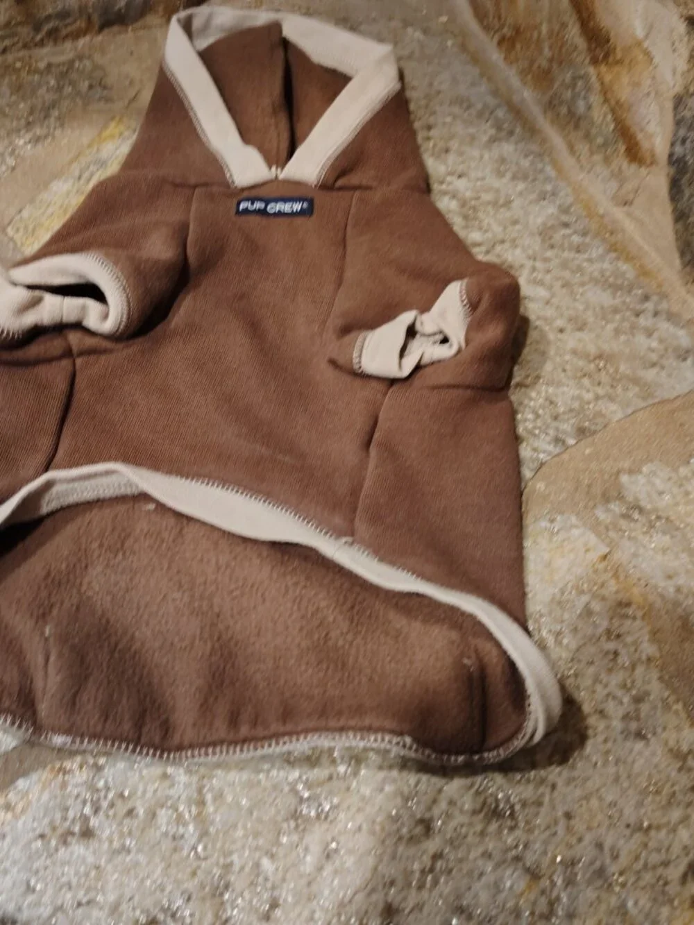 Pup Crew Dog Cat Pet Chocolate Brown Hoodie Size Medium Bone